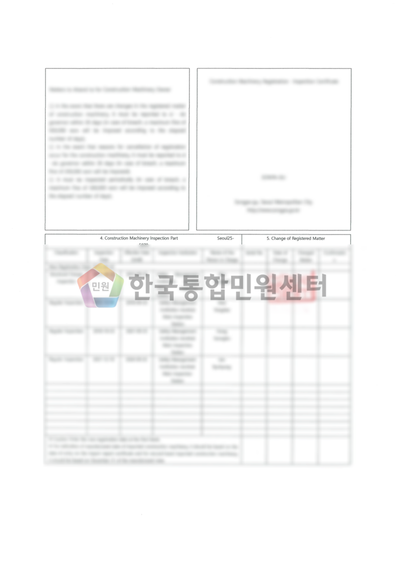 Machinery Inspection Certificate