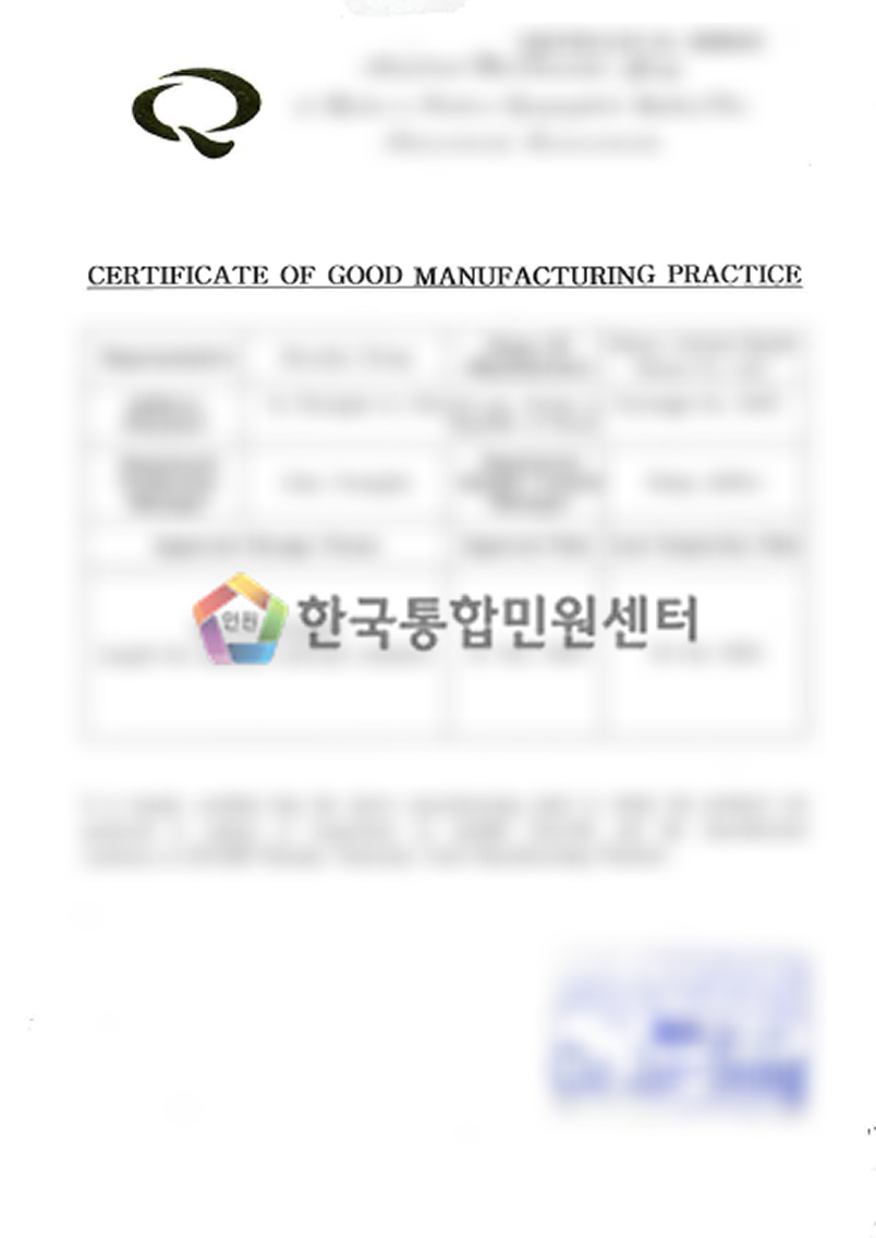 Certificate of Good Manufacturing Practice