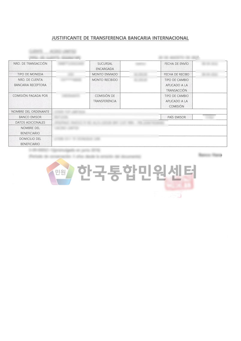 International Bank Transfer Confirmation