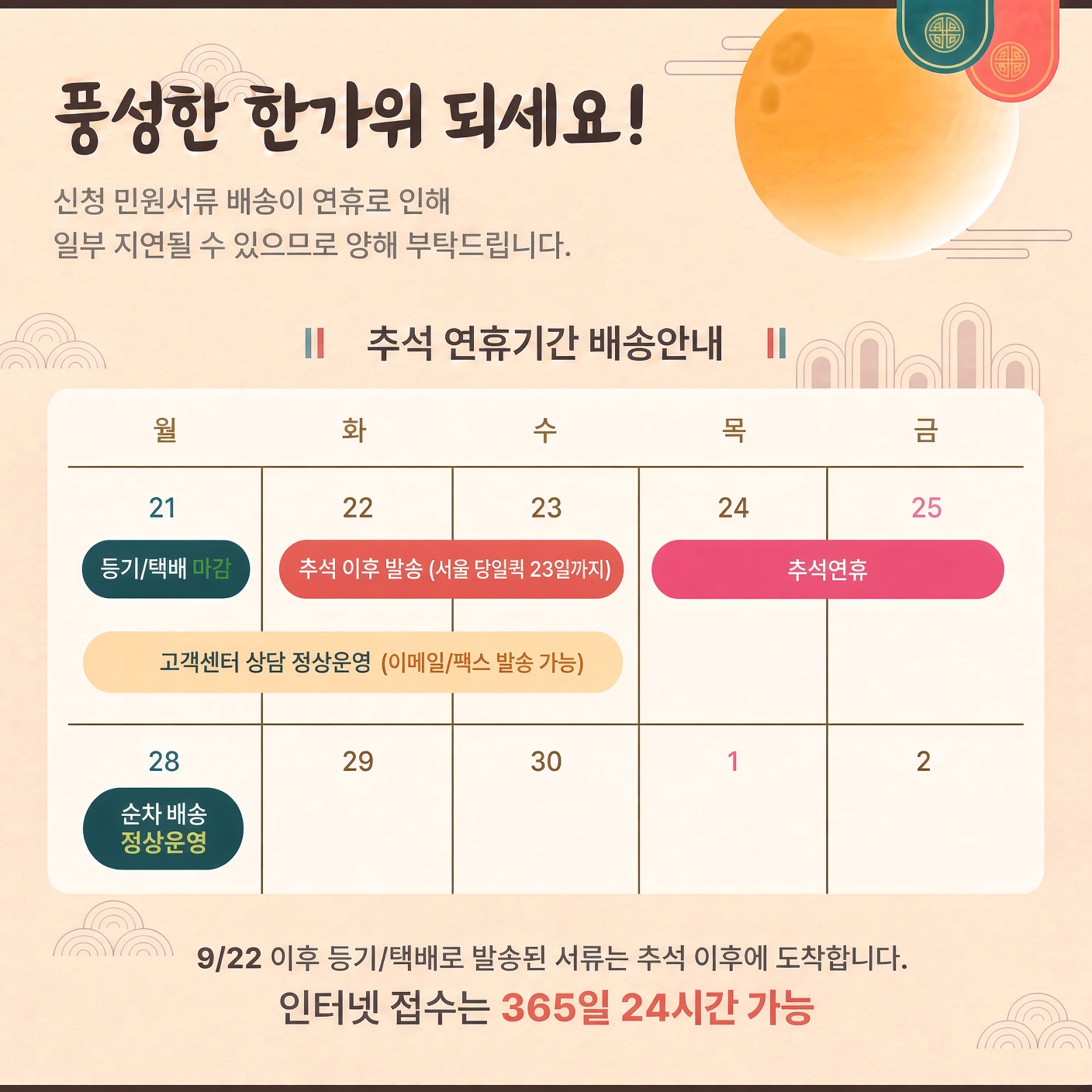 연휴 배송 안내 팝업